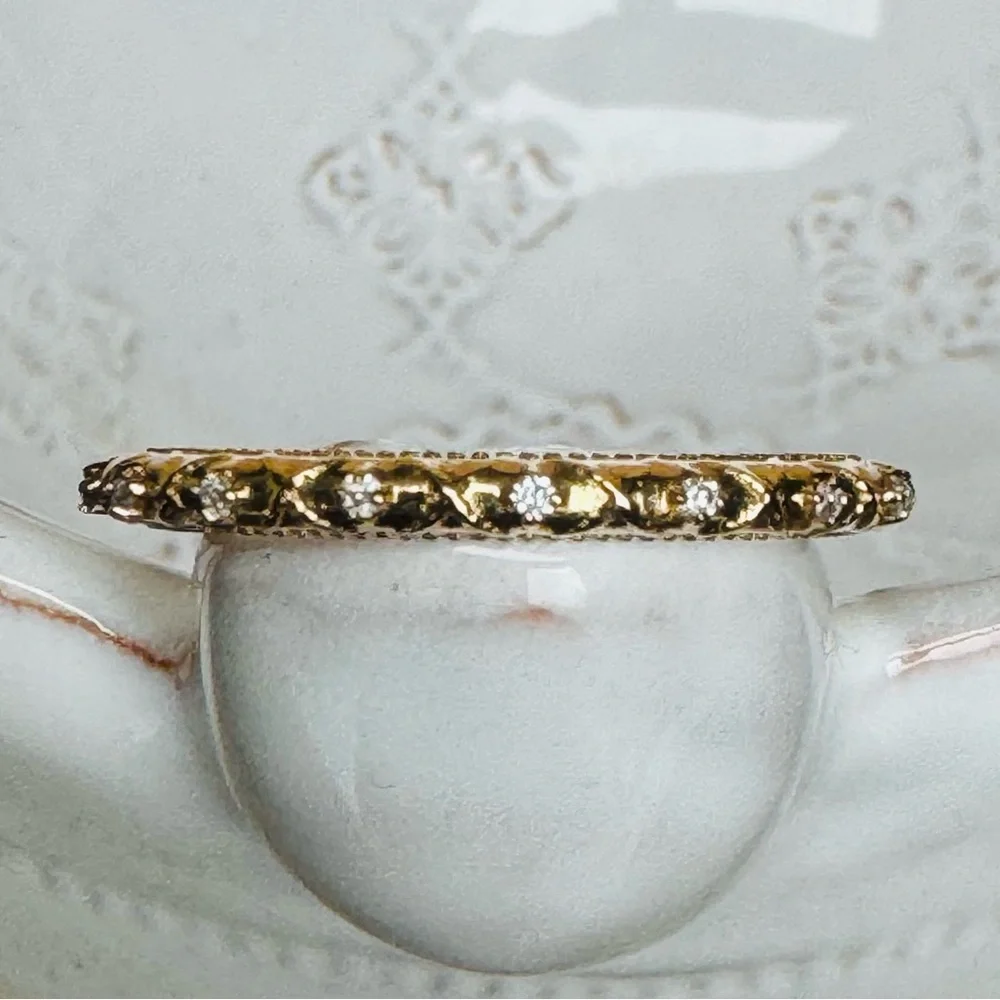 14KYG Moissanite Vintage Art Deco Half Eternity Ring Band